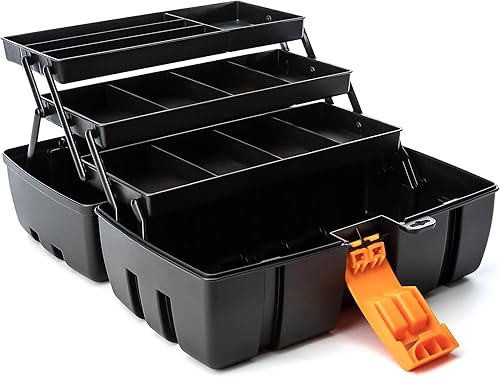 BigDean Werkzeugkiste groß mit 3 Laden - Werkzeugkoffer leer - 36x20x20 cm aus schlagfestem Kunststoff - perfekt auch als Angelbox - Werkzeugkasten für Hobby, Heim- & Heimwerker - Made in EU - Cheap-Us