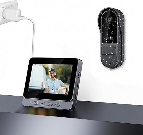Winnes Türklingel mit Kamera,1080P Drahtlose Video Türklingel,IP65 Regenfest, 4,3“ IPS Display,2.4G Bluetooth,170°-Weitwinkel-Kamera mit 800 Pixeln,Zwei-Wege-Gespräch + Nachtsicht,Türklingel Kabellos - Cheap-Us