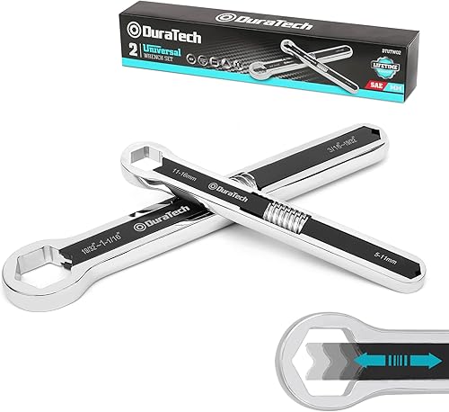 DURATECH Universal Ringmaulschlüssel-Satz, 2-teiliges Set, Ringschlüssel-Set, 44 in 2 metrische und SAE-Ringschlüssel, 5 mm bis 27 mm und 3/16 Zoll bis 1-1/16 Zoll - Cheap-Us