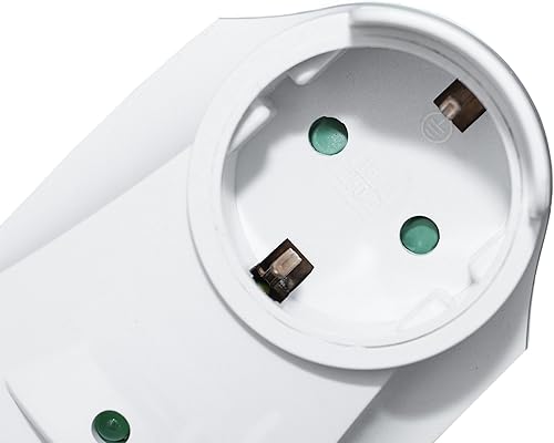 Meister Schutzkontakt-Verlängerung mit Zusatzstecker - 5 m Kabel - weiß - IP20 Innenbereich / Powersplit / Verlängerungskabel mit Überspannungsschutz / Schuko-Verlängerung / 7430670 - Cheap-Us