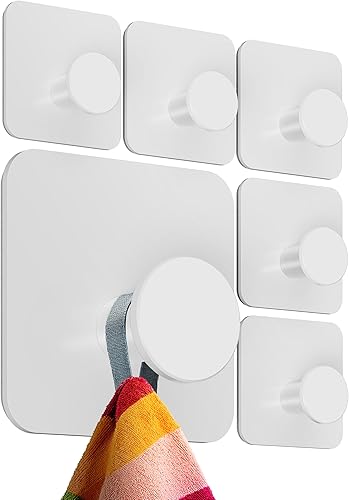 4smile Handtuchhalter ohne Bohren, 6er SET - Schwarze Handtuchhaken Bad als praktische Klebehaken - Hochwertige Haken selbstklebend, Wandhaken, klassisches Design - Cheap-Us