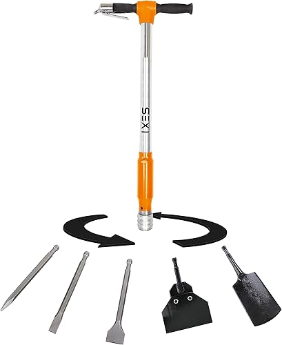 IXES Druckluftuniversalwerkzeug IX-AOS-100 Druckluftspaten pneumatisches Druckluftwerkzeug 5in1 | Betriebsdruck 6,3 bar | Vibrationsdämpfender Gummihandgriff | inkl. 5 Werkzeugaufsätze - Cheap-Us