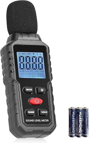 WIYETY Dezibel Messgerät: Schallpegelmessgerät, Digital Tragbare Schallpegelmesser 30dB bis 130dB mit LCD-Display, Lautstärkemesser Digital Tragbar, Geräschmessgerät, für Büro, Baustelle, Fabrik - Cheap-Us