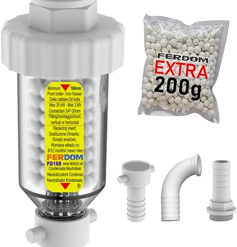 FERDOM FD168 Kesselkondensat-Neutralisator, Nachfüllbar, Mini Größe. Für Alle Brennwertkessel Bis 35 kW. Horizontale Oder Vertikale Armatur Zum Kondensieren Des Rohrs Vom Kessel. Einfacher DIY Job. - Cheap-Us