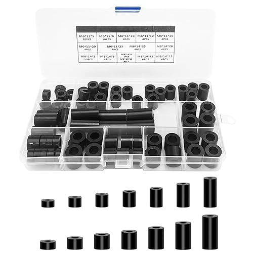 ATSGJLZN Abstandshalter Kunststoff,90 Stück Distanzhülsen M6 M8,Unterlegscheiben Schwarz Kein Thread und Lsolierung Unterlegscheiben Kunststoff - Cheap-Us