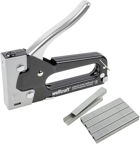 wolfcraft Tacocraft 7 Handtacker Set 7089000 / Leistungsstarker Werkzeugtacker mit regulierbarer Schusskraft inkl. 1000 8 mm Klammern/Ideal für anspruchsvolle Arbeiten und Renovierungen - Cheap-Us