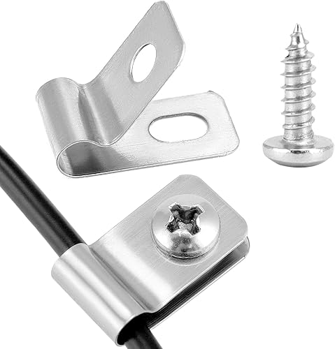 QWORK® 100 Set Zaundrahtklemmen aus Rostfrei Edelstahl 304 - Zaun Spanndraht Befestigungsclips Zaunbefestigung mit Schrauben - Cheap-Us