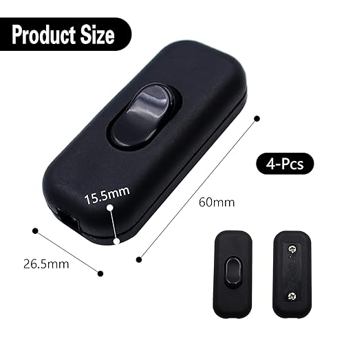 4 Stück Lampenschalter Zwischenschalter Kabelschalter mit LED Kontrollleuchte 250V 10A Schnurschalter für Schreibtisch Lampe Bettlampe Tischlampen Kleingeräte (Weiß) - Cheap-Us