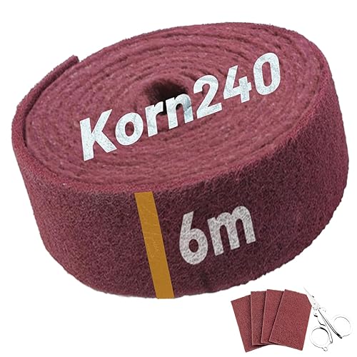 Topsky Schleifvlies 6 m x 100 mm(mit Schere), Korn 240 – Extrem langlebig durch einzigartige Imprägnierung – Schleifpad/Schleiffleece für Holz, Edelstahl, Metall und mehr - Cheap-Us
