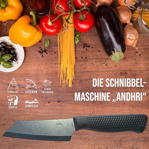 SK Wild Ones® Outdoor Küchenmesser - Jagdmesser Feststehende Klinge - Survival Messer Outdoor Griff Schnibbeln - Outdoormesser Feststehend - aus 440C-Stahl Gemüsemessser Camping Andhri Braun - Cheap-Us