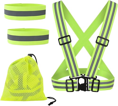 AYNKH Reflektierende Weste Sicherheitsausrüstung, verstellbare hoch sichtbare Gürtel Reflektor Elastische Armbänder mit 1-Aufbewahrungstasche - Cheap-Us