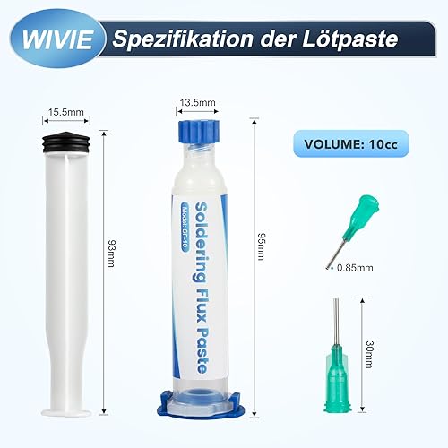 WIVIE Bleifreies No-Clean-Lötpastenflussmittel (2 Packungen) & 2.5mm Löt Entlötlitze, 3M/10Ft Entlötlitze Reines Kupfer Entlöten Draht für Löt Entfernung(1 Stück) - Cheap-Us