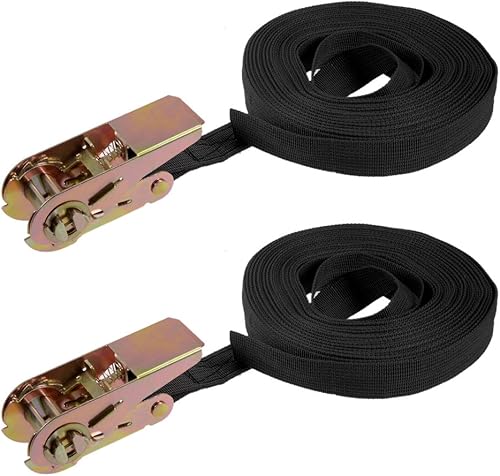 sourcing map 2Stk Ratschen Zurrgurt Spanngurte Spanngurt 10Mx25mm 250Kg Ladekappe Polypropylen für Transport Fracht Schwarz - Cheap-Us