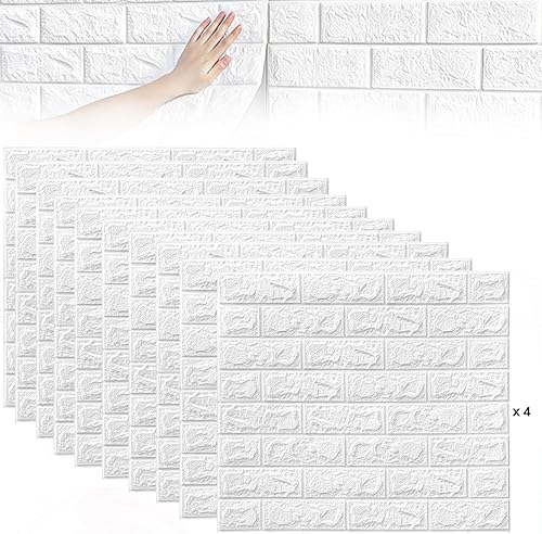 40 Stück 3D Wandpaneele Selbstklebend, 38 × 35 cm Wandverkleidung Selbstklebend aus Kunststoffplatten, wandpaneele PVC Backstein Tapete für Innenbereich, Außenbereich, Geschäftsräume - Cheap-Us