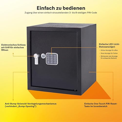 Yale Coffre-fort Électronique - Medium 16.3L - Serrure 100 000 combinaisons, verrou électronique code 3 à 8 chiffres - dimensions 25x35x25cm YSV/250/DB2 - Cheap-Us