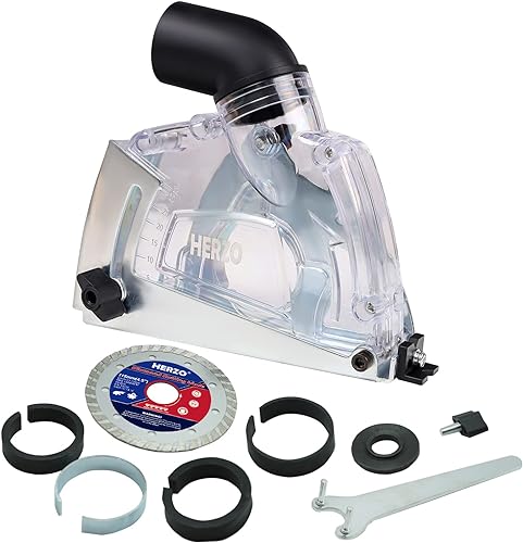 HERZO Winkelschleifer Absaughaube 115mm / 125mm mit Führungsschlit und Trennscheiben - Cheap-Us