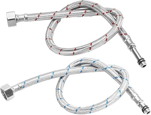 2 Stück Anschlussschlauch Armatur G1/2 X M10 Wasserhahn Schlauch Verlängerung 60cm Schlauch Wasserhahn Mischbatterie Geflochtener Edelstahl Flexibler Armaturenschlauch für Mischbatterie（60cm） - Cheap-Us
