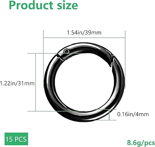 XCSJ 15 Stück Runde Karabiner 39mm Sehr Robust Zinklegierung Runde Karabiner Ring Karabinerhaken Rund Karabiner Rund O Ring für Schlüsselanhänger, Tasche, Schmuck, Diy Handwerk Machen (Silber) - Cheap-Us