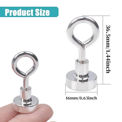 MIN CI 30 Stück Magnethaken Extra Stark, 16mm Neodym Magnete Haken Zugkraft 8kg(17.6lbs) Ösenmagnet Magnet mit Haken Magnethalterung Rund Magnet Magnetische Haken für Camping Garage Küche Büro - Cheap-Us