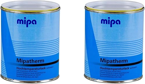 2x MIPA Mipatherm Schwarz Thermolack Ofenlack hitzebeständig bis 800°C 750 ml - Cheap-Us