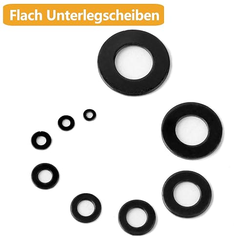 Flach Unterlegscheiben - VIGRUE 1080PCS Beilagscheiben 11 Größen A2-70 Edelstahl Flach und Sicherungsscheiben Sortiment Set (M2 M2.5 M3 M4 M5 M6 M8 M10 M12 M14 M16) - Cheap-Us