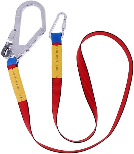 Sharplace 1.8M Fallschutz Absturzsicherung Polyester Bandschlinge mit Doppel Legierungsstahl Karabinerhaken, Fallschutz Sicherheitsseil für Outdoor Baumklettern Bergsteigen Rettungsdienst, Rot - Cheap-Us