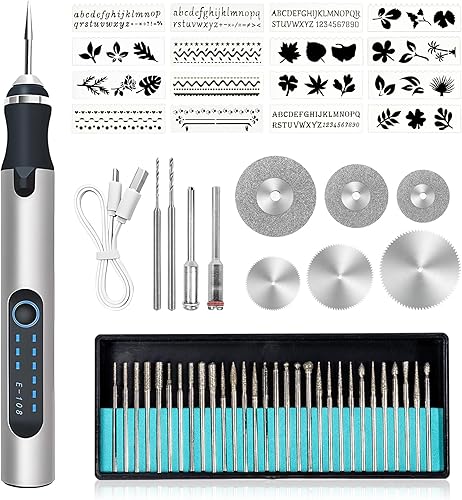 Elektrische Gravierstift, Kabellos USB Wiederaufladierbar Gravur Werkzeug Kit, Tragbare Gravurwerkzeug für für Schmuck Glas Holz Kunststoff Metall Stein - Cheap-Us