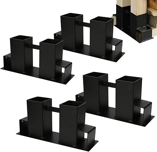 SWANEW Holzstapelhilfe 4 Stück, Stabile Holz Stapelhilfe, Brennholz Stapelhilfe, Holzstapelhalter, Kaminholz Gestell Holz, Schwarz - Cheap-Us