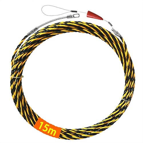 Akuoly 15m Einziehspirale φ6.0mm Einziehdraht gedrilltem Polyester Einziehband Kabeleinzug mit Führungsfeder Einziehhilfen ideales Einzugsband zur Kabelverlegung aus 3-fach - Cheap-Us