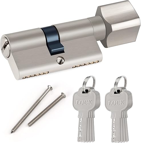 Hengsong Profil-Knaufzylinder Schließzylinder 30/30 Metallsilber-Knaufzylinder, inkl. 8 Schlüssel - Cheap-Us