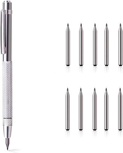 EIHI Gravurstifte aus Wolframkarbid Anreißnadel Kommt Reißnadel mit 10 zusätzlichen Stiftspitzen für Keramik, Edelstahl und Glas - Cheap-Us