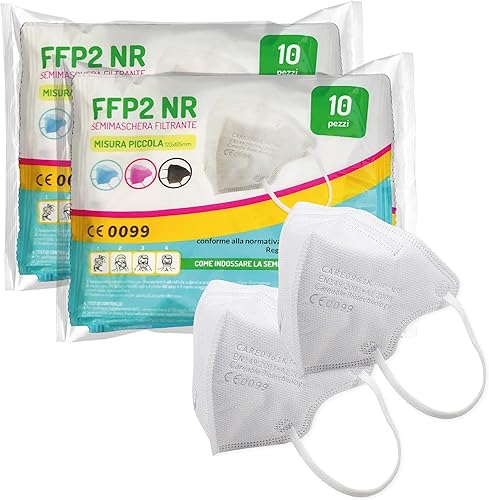 general merchandising 20 Farbige FFP2-Gesichtsmasken, Kleine Größe, CE- Zertifiziert | FFP2-Gesichtsmaske in 2 Farben: Weiß, Schwarz einzeln versiegelt PFE ≥ 94 ... (Weiß) - Cheap-Us