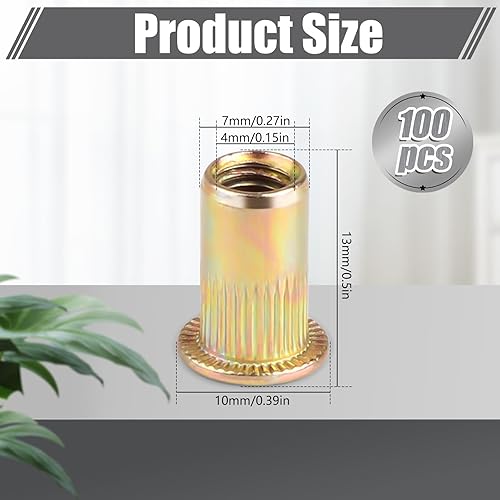 100 Stück Nietmuttern M5, Q235 Kohlenstoffstahl Gewindenieten, M5 x 13mm Einziehmuttern, Blindnietmuttern, Runde Flachkopf Innengewinde Rivet für Metallplatten, Rohre - Cheap-Us