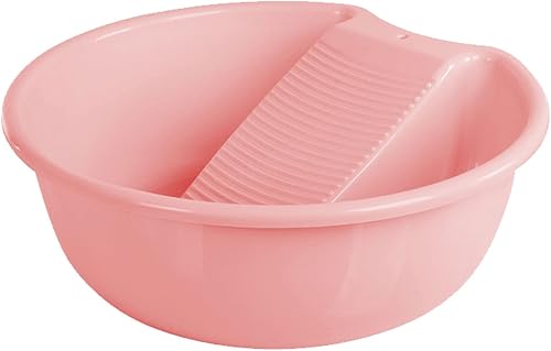 Waschbrett Waschbecken für Handwäsche und kleine empfindliche Gegenstände, Kunststoff, rutschfeste Waschwanne, praktische Waschwanne, Waschtisch, Reinigungsbecken (Rosa) - Cheap-Us