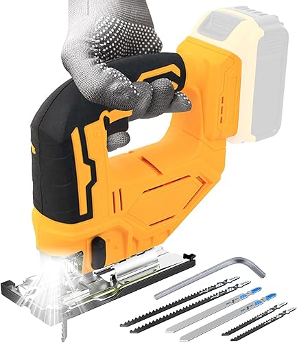 Akku-Stichsäge, 750W Kompatibel mit M-akita 18V (21V MAX)Lithium-Akku mit Arretierung und stufenlosem Geschwindigkeitsschalter, 80 mm Schnitttiefe, inkl. 6 Sägeblatt, LED-Licht, Hin- und Herhub 26 mm - Cheap-Us