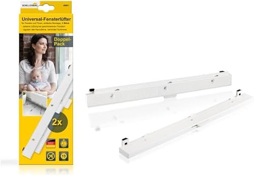 Schellenberg 46605 Fensterfalzlüfter Plus Starterset, Fensterlüfter Doppelpack, automatische Lüfterklappen, Montage am Fensterrahmen, weiß - Cheap-Us