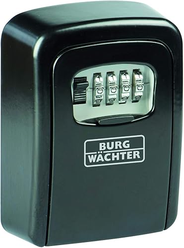 Burg-Wächter Schlüsseltresor mit 4-stelligem Zahlencode für außen und innen, Sicher, Wandmontage, Key Safe 40 SB, Schwarz, Außen: 146x105x54mm (HxBxT) - Cheap-Us