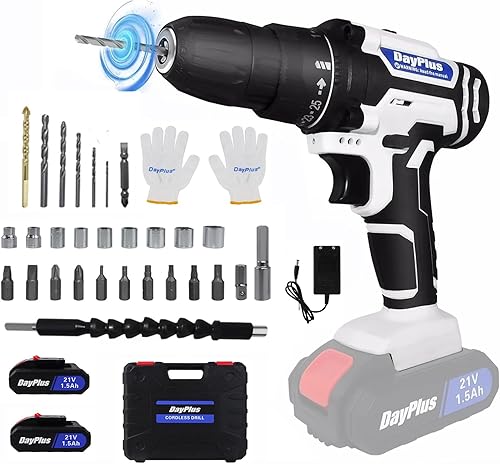 21V Elektroschrauber Akkuschrauber mit 2 Akku und 29 tlg. Zubehör-Set, 45Nm, 25+1 Drehmomentstufen, 2 Geschwindigkeiten Akku Bohrmaschine ideal für Heimwerkerprojekte - Cheap-Us