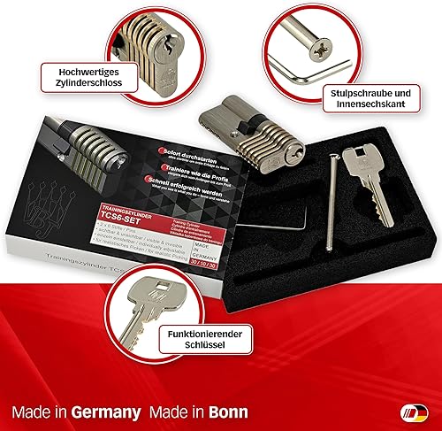 MULTIPICK Trainingszylinder Lockpicking Set - [Made in Germany] Lock Picking Tool - variables 6-Stift EU Übungsschloss - Schloss knacken - Ditrichsett & Trainingsschloss für Profis und Anfänger - Cheap-Us