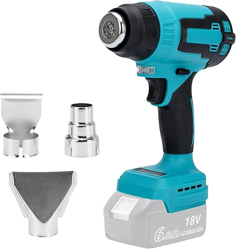 Akku Heißluftpistole kompatibel mit Makita 18V Akku, Bürstenlose Heißluftfön Akku mit 3 Düsen und 2 Temperaturstufen zum Trocknen, Biegen von Rohren, Farbentfernung (nur Werkzeug) - Cheap-Us