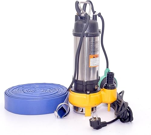 250W Fäkalienpumpe Schmutzwasserpumpe Tauchpumpe Abwasserpumpe mit freien Durchlauf bis 20mm + 10m Schlauch - Cheap-Us