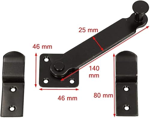 KOTARBAU® 2er Set Schlagladenüberwurf 140mm Fensterladen Doppeltorüberwurf Schlagladen Fensterladenriegel Schlagladen Überwurf Überwurfriegel Schwarz Pulver - Cheap-Us