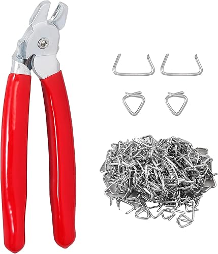 Kamtop Hog Ringzange Federbelastet Zangen Set Hog Ring Zange mit 300 verzinkten Hog-Ringen(3/4 Zoll) TRP-Material Griff für Möbelinnenräume Tierkäfige Hühnerställe Zaunpflege Fallen usw. - Cheap-Us