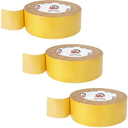 Alfa 6x Verlegeband Top-Fix extra stark klebend 25 m x 50 mm - Doppelseitiges Klebeband zum Verlegen von Teppich und PVC-Belag - doppelseitig klebend - Cheap-Us