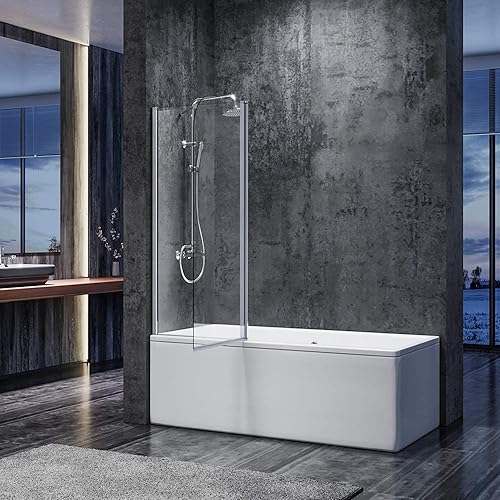 SONNI Duschwand für Badewanne 120x140 cm(BxH) badewannenfaltwand 2-teilig Faltbar 6 mm NANO-GLAS Duschabtrennung Badewanne - Cheap-Us