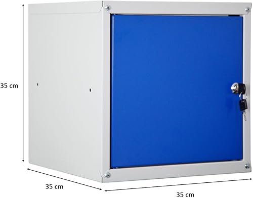 PROREGAL Schließfachwürfel Cubic HxBxT 35x35x35cm Grau/Blau Schließfachschrank Metallspind Wertfachschrank Umkleideschrank - Cheap-Us
