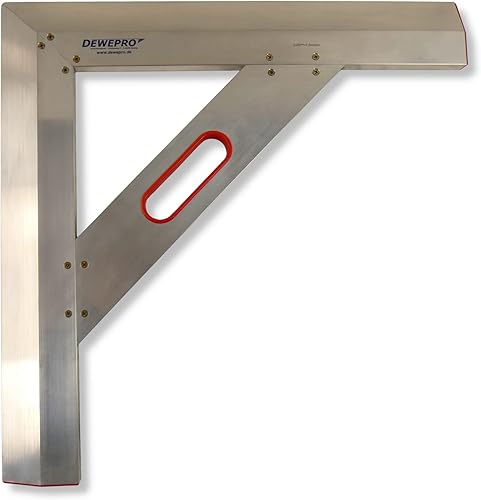 DEWEPRO Trapez Winkel 80x80cm - perfekter Halt durch integrierte Daumenrille und Handgriff - Kartätsche - Abziehlatte - Anschlagwinkel - Aluwinkel - Cheap-Us