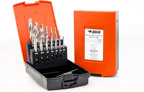 BaerCoil BAER Gewindeschneider Set, M3 - M12, HSSE, Gewindeschneiden, Maschinengewindebohrer Sackloch, Kernlochbohrer, Gewindeschneidsatz - Cheap-Us