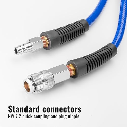 Poppstar PVC Druckluftschlauch 6/12mm, 15m lang, Schnellkupplung & Kupplungsstecker, 20 bar, blau - Cheap-Us