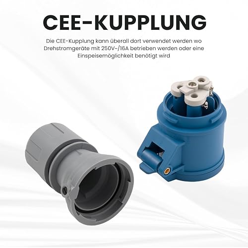MC POWER - CEE-Steckdose Wandmontage IP44 Kupplung | 415V, 16A Starkstrom Wandsteckdose | 5-polig für Wohnmobil Boot Aussenbereich Camping Caravan Industrie Handwerk - Cheap-Us